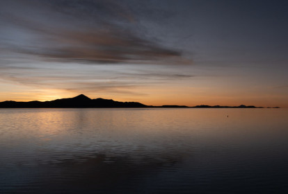 Sunset at the salt lake